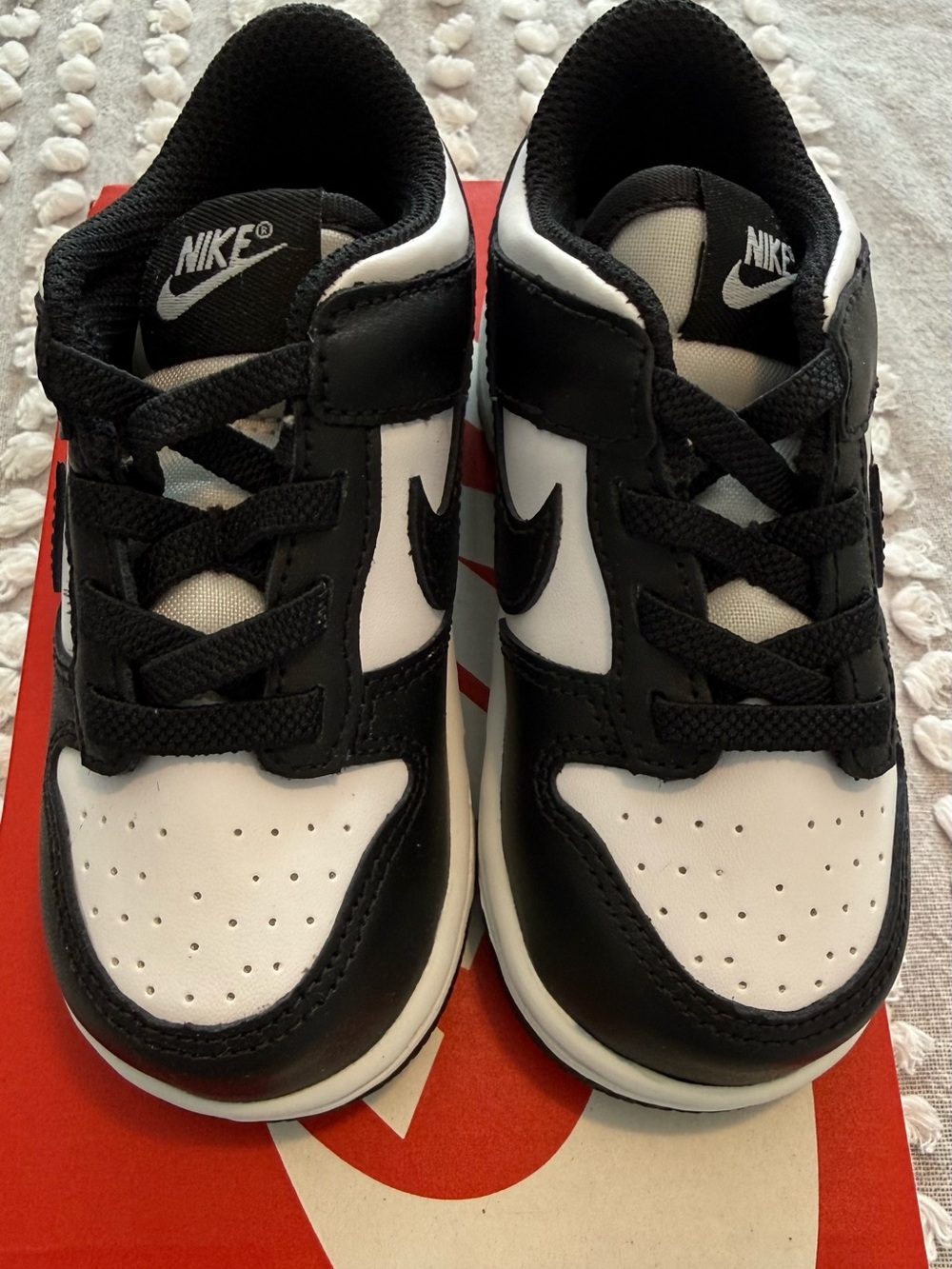 Nike Kids Dunk Low White/Black Box Label - 7C